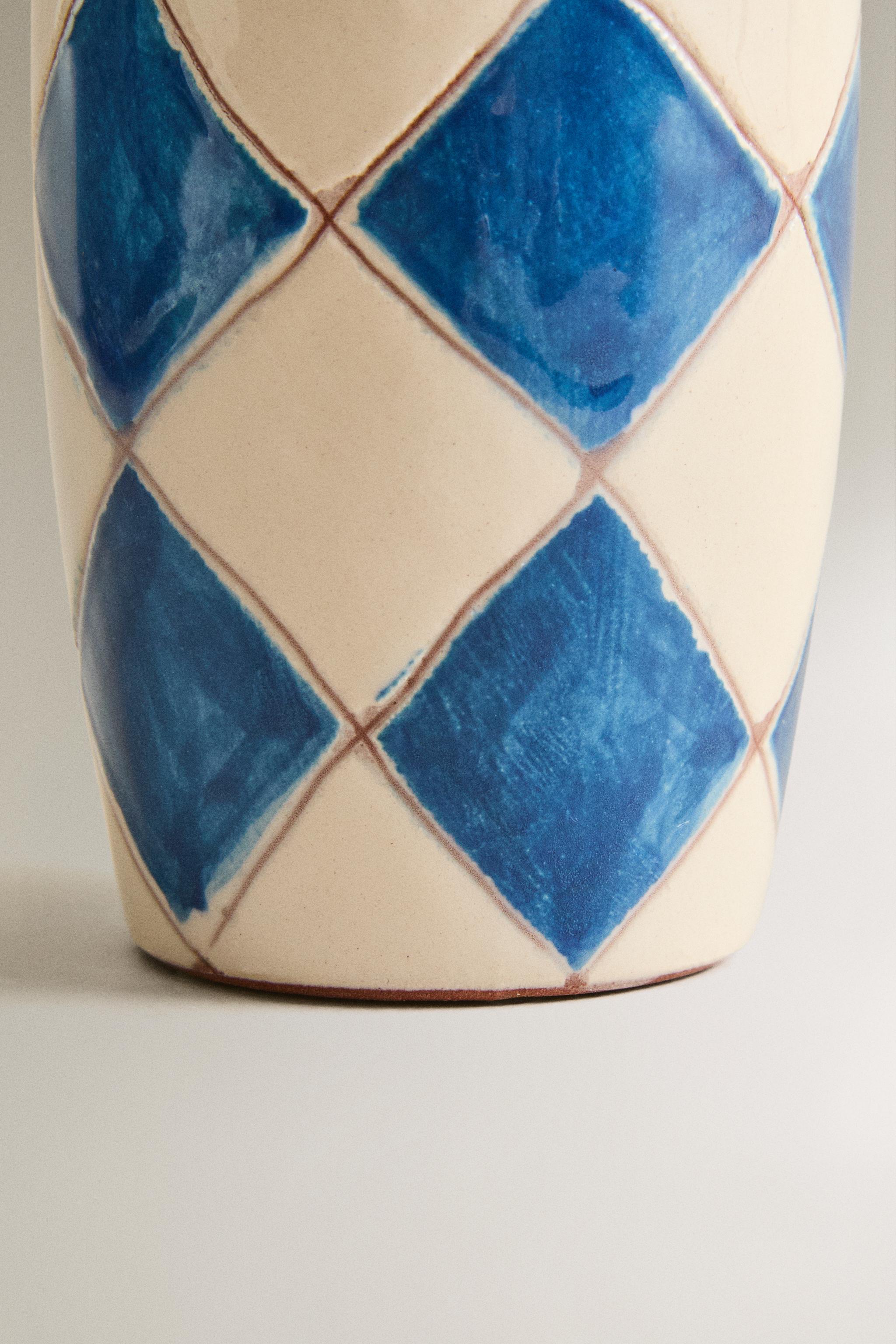 BLUE DIAMOND CERAMIC SOAP DISPENSER